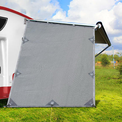 Caravan End Screen 1.95 x 2.2M Grey - Water-Repellent, Reversible, UV Protection
