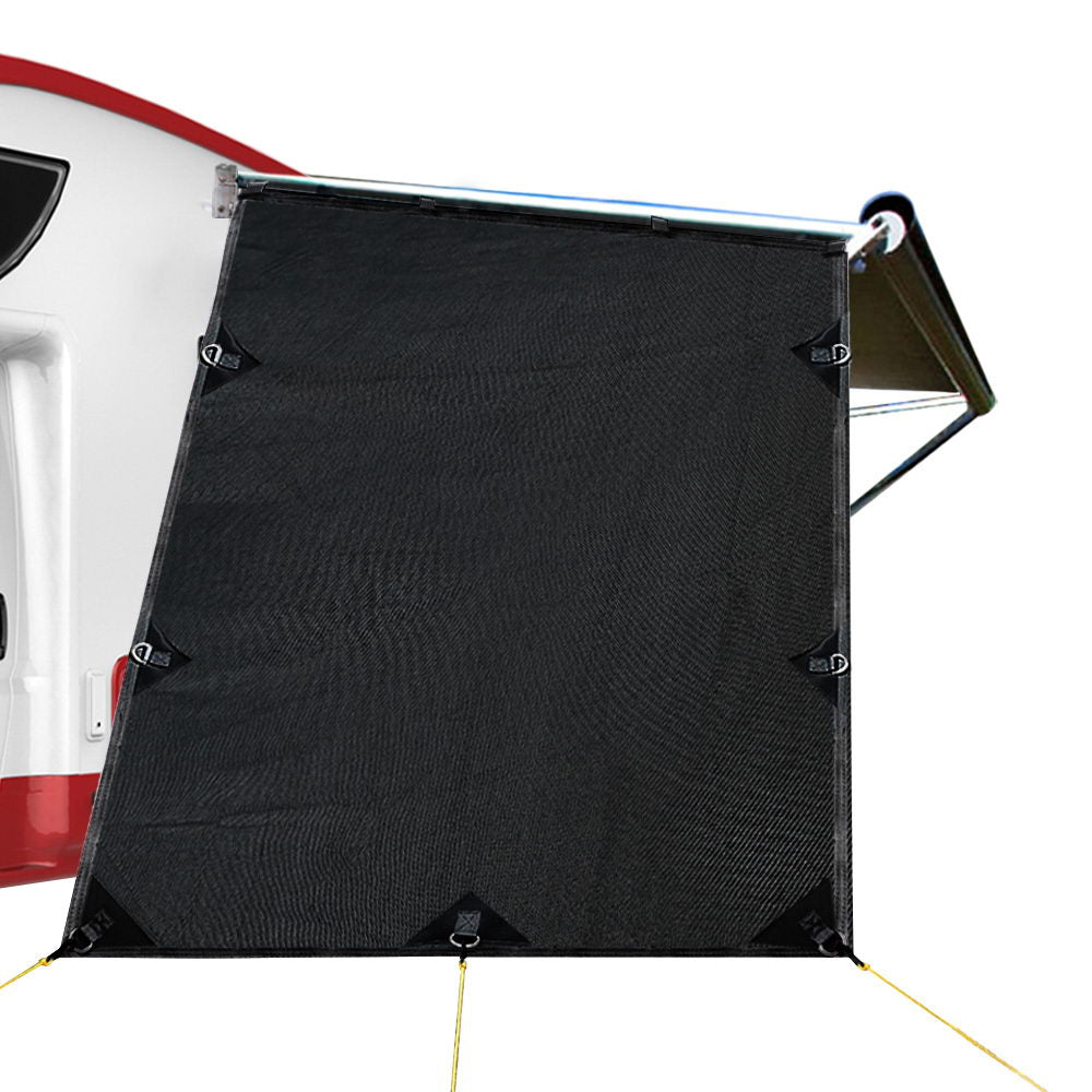 Caravan Privacy Screen Roll Out Awning 1.95x2.2M Black UV Protection - SuperSaverAU - view 1
