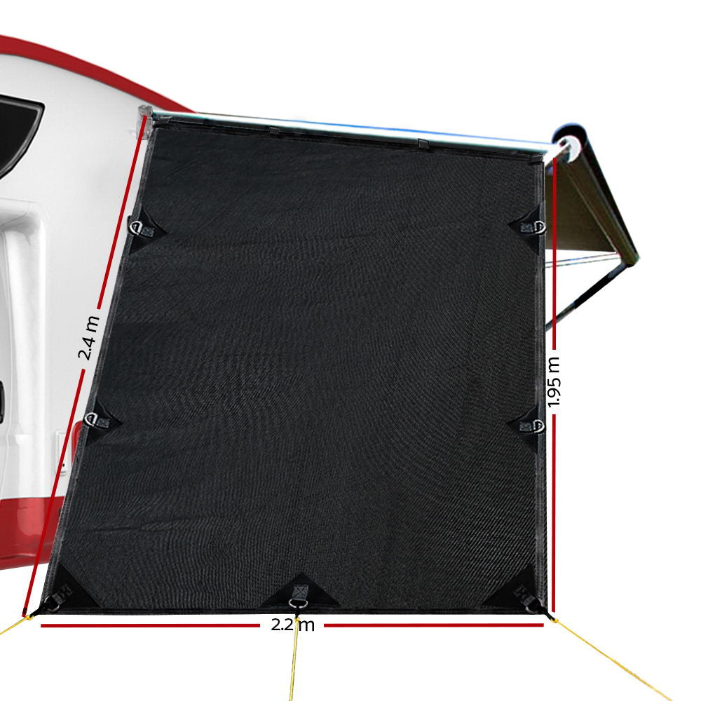 Caravan Privacy Screen Roll Out Awning 1.95x2.2M Black UV Protection - SuperSaverAU - view 3