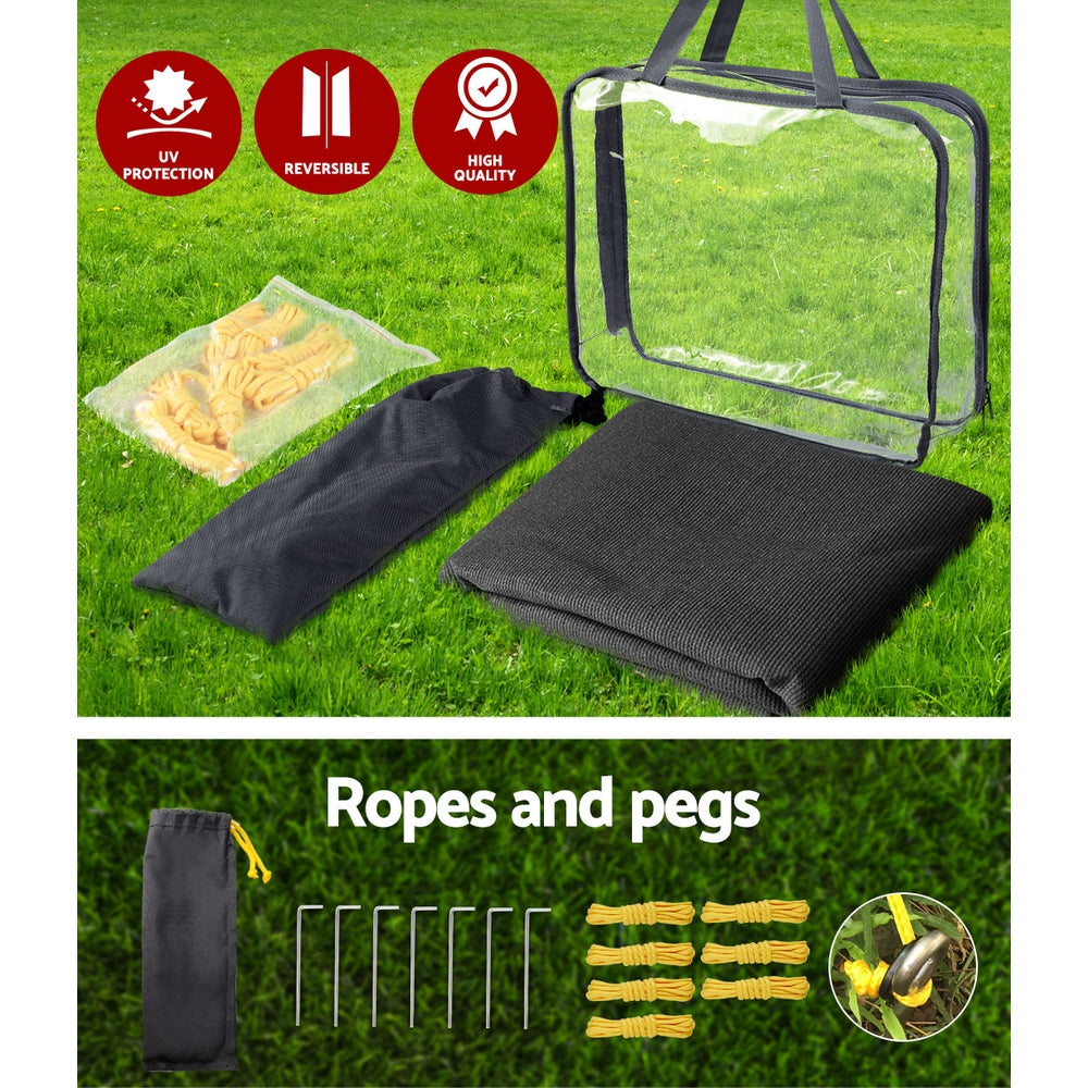 Caravan Privacy Screen Roll Out Awning 1.95x2.2M Black UV Protection