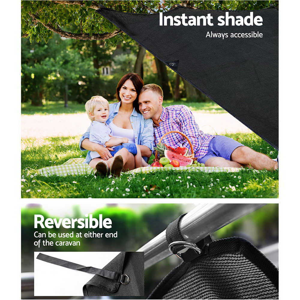 Caravan Privacy Screen Roll Out Awning 1.95x2.2M Black UV Protection