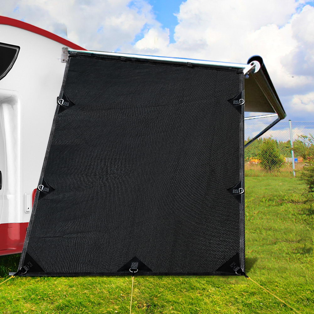 Caravan Privacy Screen Roll Out Awning 1.95x2.2M Black UV Protection