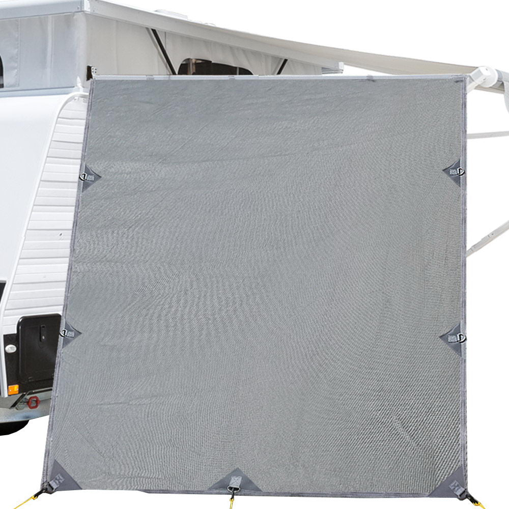 Caravan Privacy Screen Roll Out Awning 2.1x1.8M Sun Shade Grey - UV Protection, Reversible - SuperSaverAU - view 1