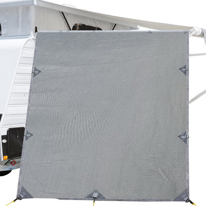 Caravan Privacy Screen Roll Out Awning 2.1x1.8M Sun Shade Grey - UV Protection, Reversible