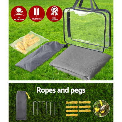 Caravan Privacy Screen Roll Out Awning 2.1x1.8M Sun Shade Grey - UV Protection, Reversible