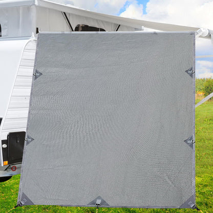 Caravan Privacy Screen Roll Out Awning 2.1x1.8M Sun Shade Grey - UV Protection, Reversible