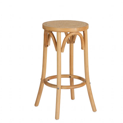 Artiss Apri Rattan Seat Bar Stool - Pine Beechwood Frame