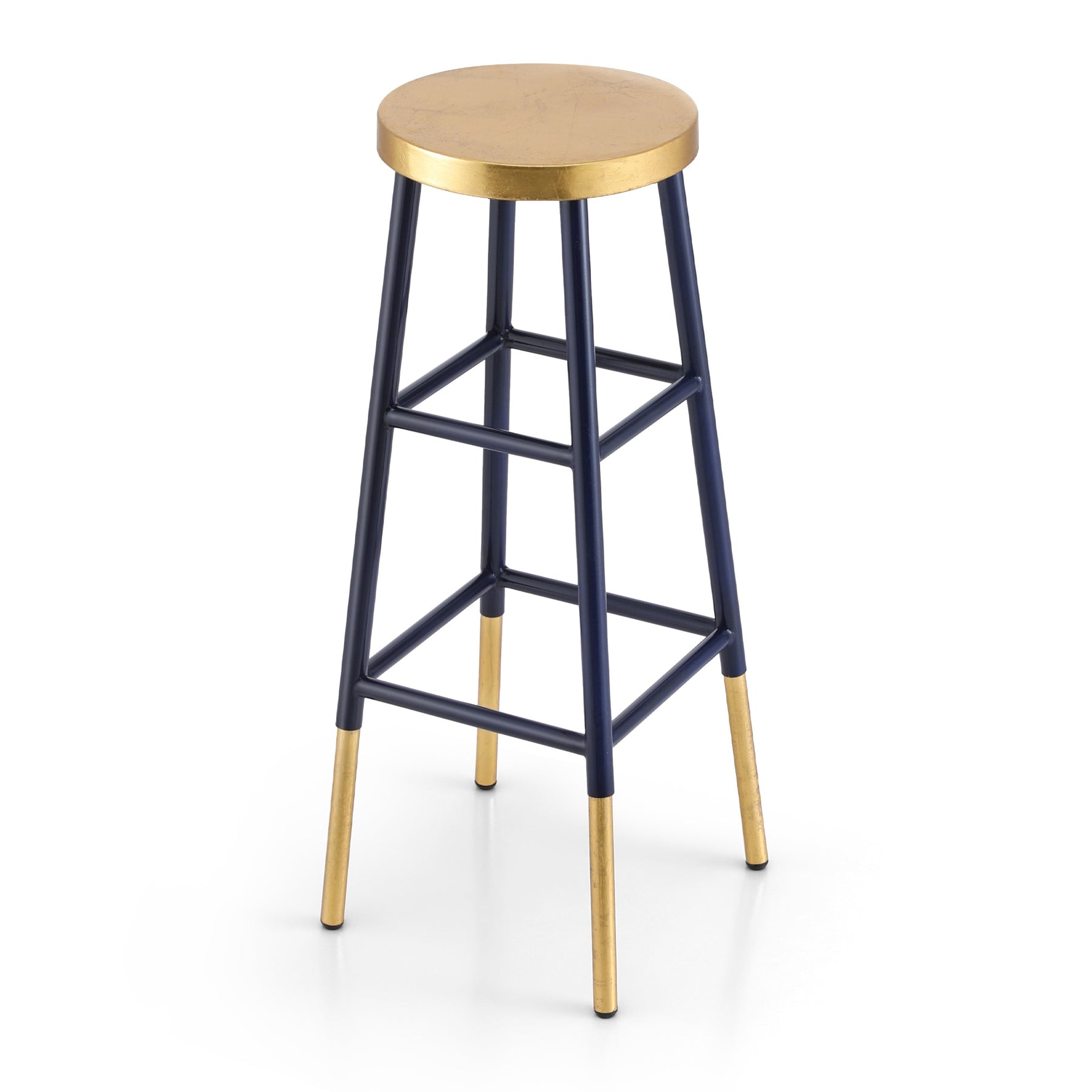 Artiss Bar Stools Metal Gold Navy, 76cm Height, Two-Tone Design, 120kg Capacity - SuperSaverAU - view 1