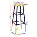 Artiss Bar Stools Metal Gold Navy, 76cm Height, Two-Tone Design, 120kg Capacity - SuperSaverAU - view 2