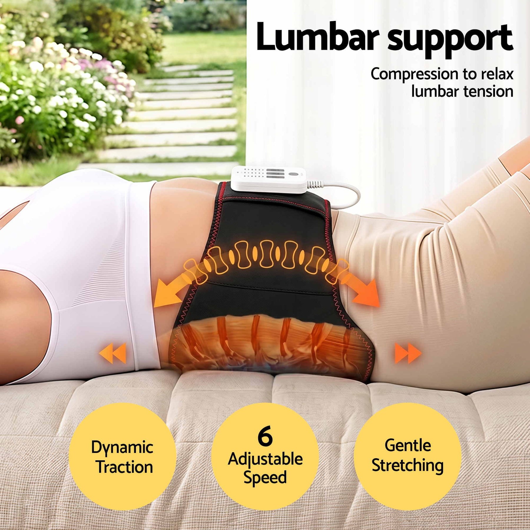 Livemor 124cm Lumbar Support Belt with Airbag Traction Heat and Vibration Massage