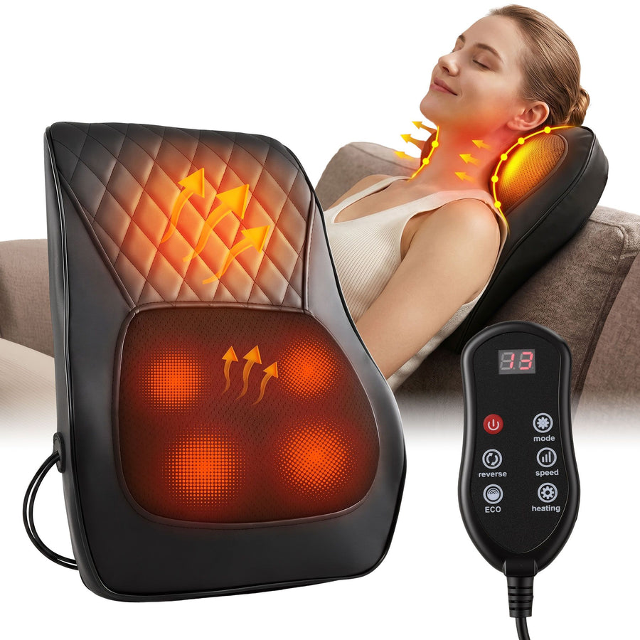 Livemor Large Traction Back Massager with Heat Remote Control and Neck Shoulder Massage