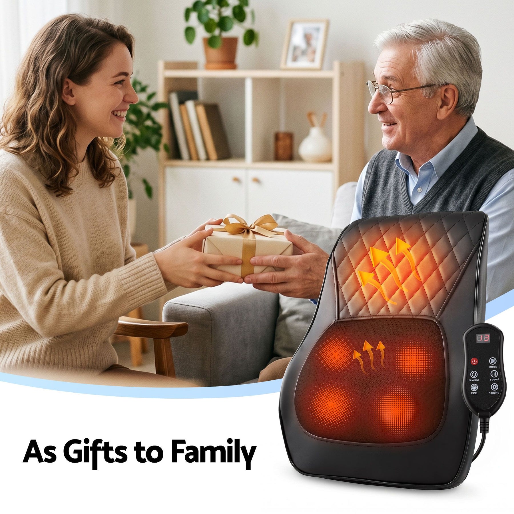 Livemor Large Traction Back Massager with Heat Remote Control and Neck Shoulder Massage