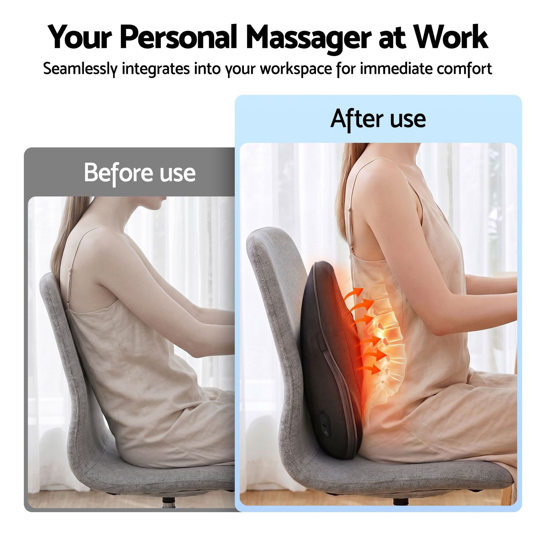 Livemor Cordless Heated Back Massager with Type-C Charging for Neck Shoulders and Lumbar