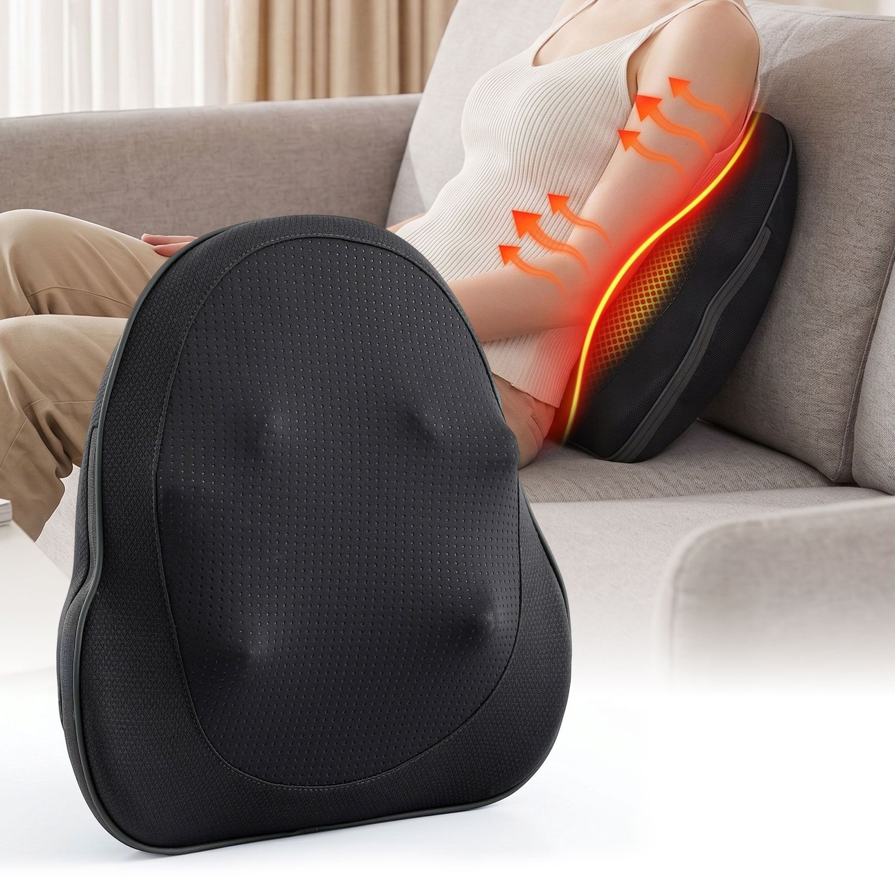 Livemor Cordless Heated Back Massager with Type-C Charging for Neck Shoulders and Lumbar