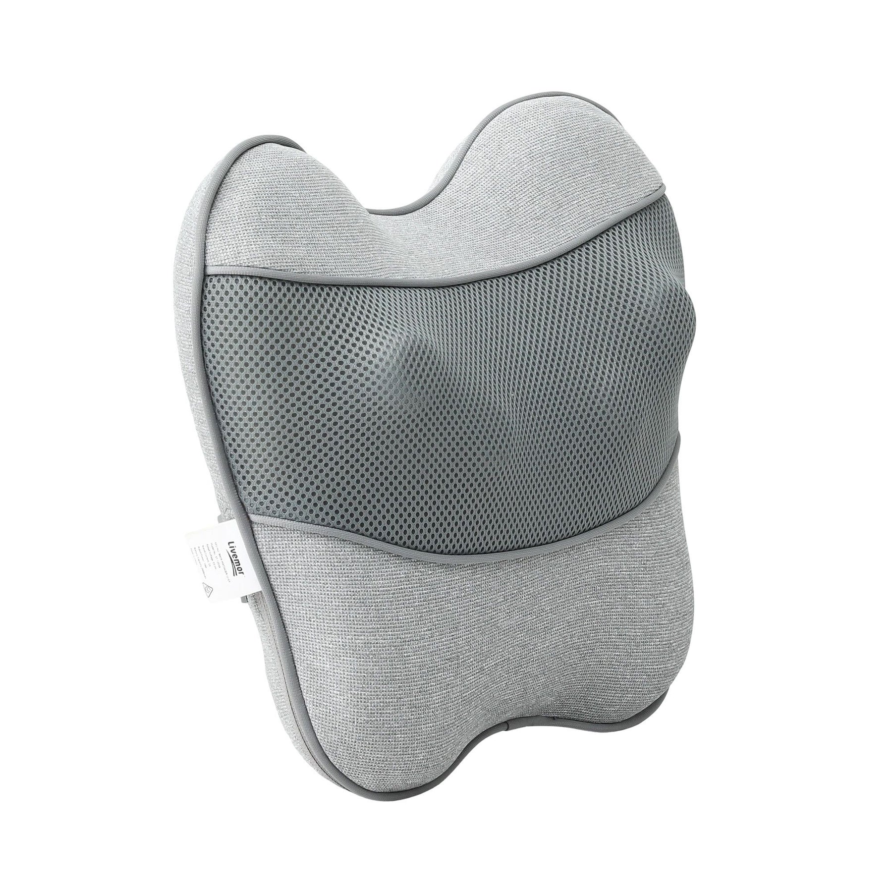 Livemor USB Heated Back Massage Pillow Grey for Neck Back Legs and Lumbar Support