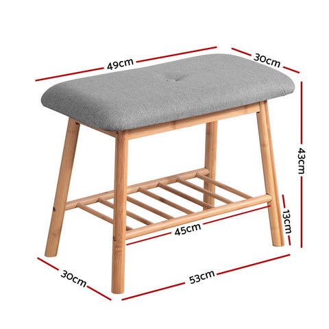 Artiss Shoe Rack Shoe Bench Fabric Seat 2 Pairs - SuperSaverAU - view 2