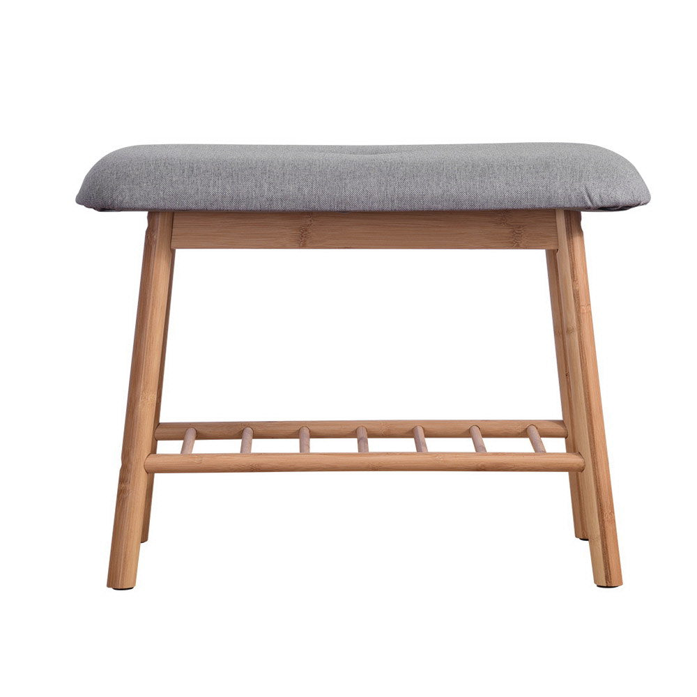 Artiss Shoe Rack Shoe Bench Fabric Seat 2 Pairs - SuperSaverAU - view 3