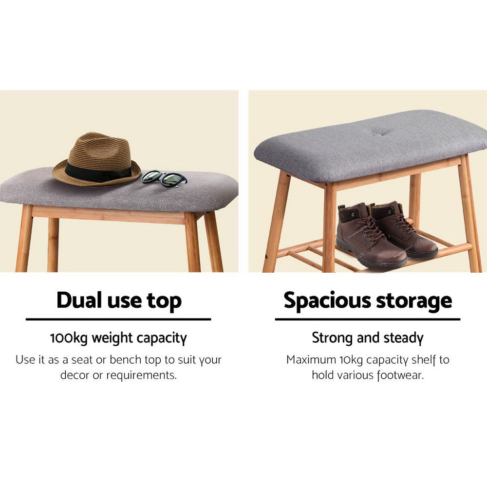 Artiss Shoe Rack Shoe Bench Fabric Seat 2 Pairs - SuperSaverAU - view 6