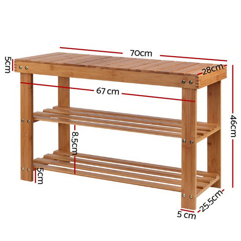 Artiss Shoe Rack Shoe Bench 10 Pairs Bamboo - SuperSaverAU - view 2