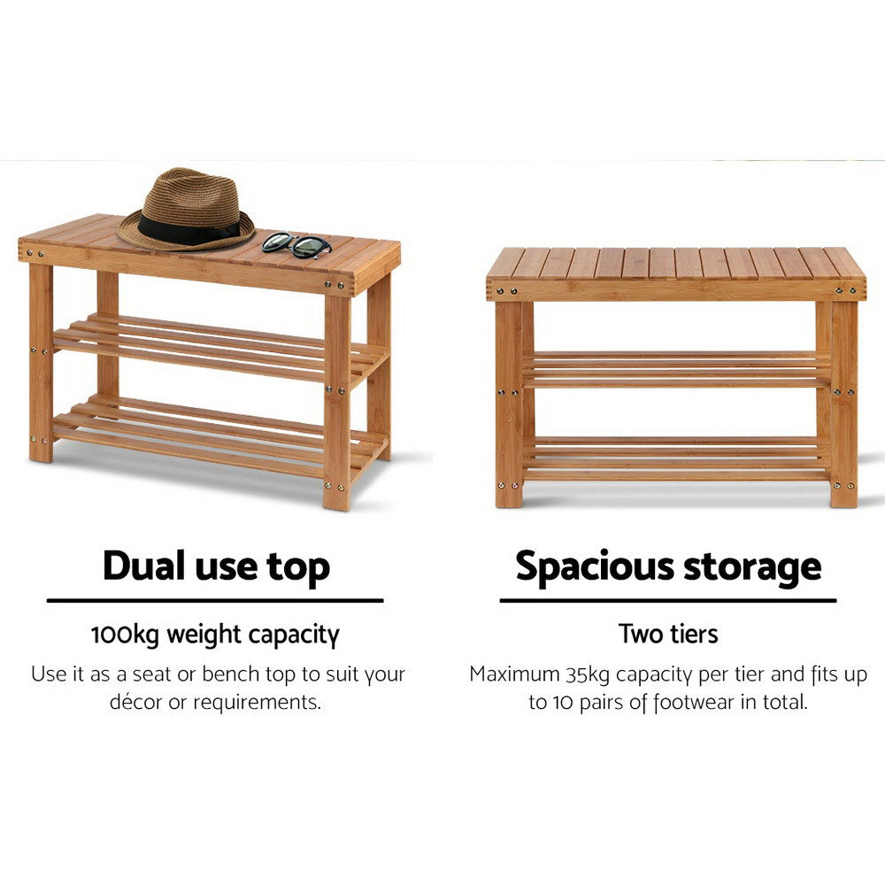 Artiss Shoe Rack Shoe Bench 10 Pairs Bamboo - SuperSaverAU - view 6