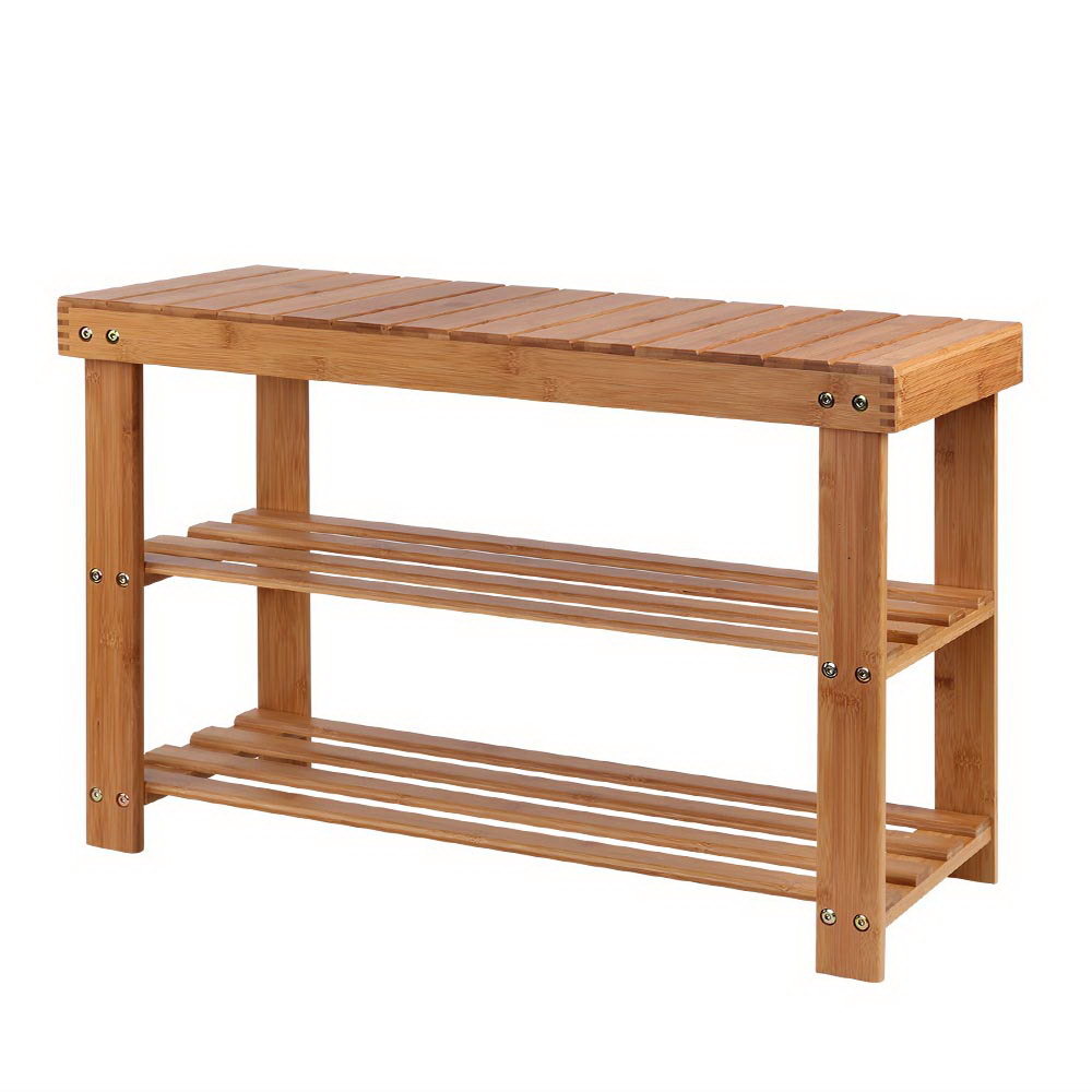 Artiss Shoe Rack Shoe Bench 10 Pairs Bamboo - SuperSaverAU - view 8
