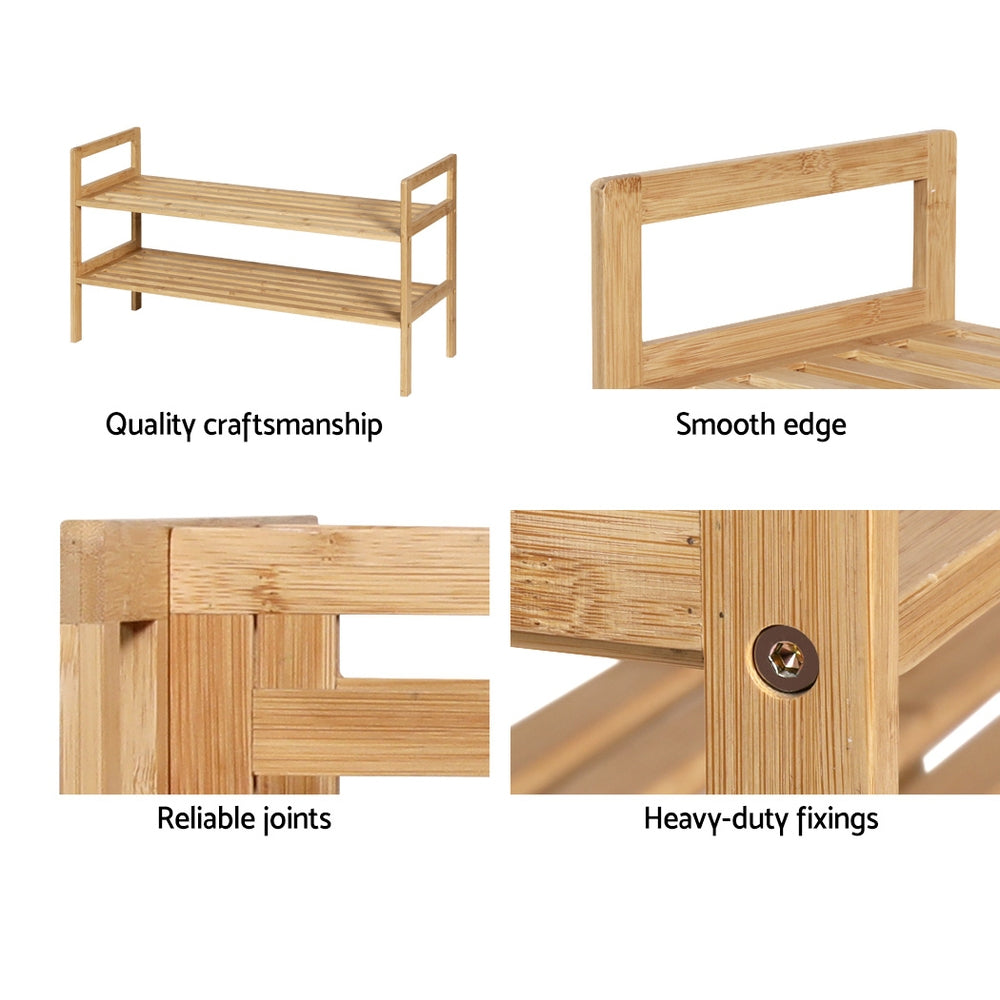 Artiss Hina Shoe Rack - Bamboo Storage for 6 Pairs