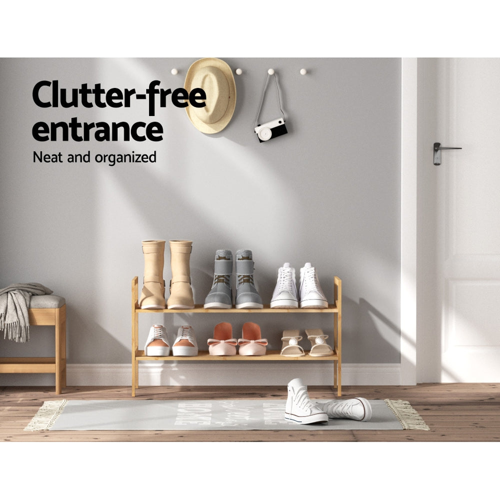 Artiss Hina Shoe Rack - Bamboo Storage for 6 Pairs