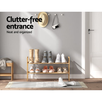 Artiss Hina Shoe Rack - Bamboo Storage for 6 Pairs