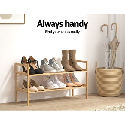 Artiss Hina Shoe Rack - Bamboo Storage for 6 Pairs
