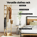 Artiss Bamboo Clothes Rack Airer Coat Stand with Hanging Rail and Shelf