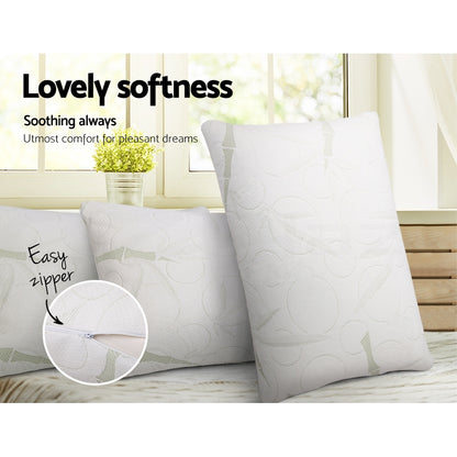 Giselle Bedding Bamboo Fabric Shredded Memory Foam Pillow Twin Pack 70x40 cm