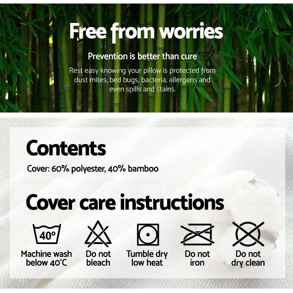 Giselle Bedding Bamboo Fabric Shredded Memory Foam Pillow Twin Pack 70x40 cm