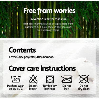 Giselle Bedding Bamboo Fabric Shredded Memory Foam Pillow Twin Pack 70x40 cm