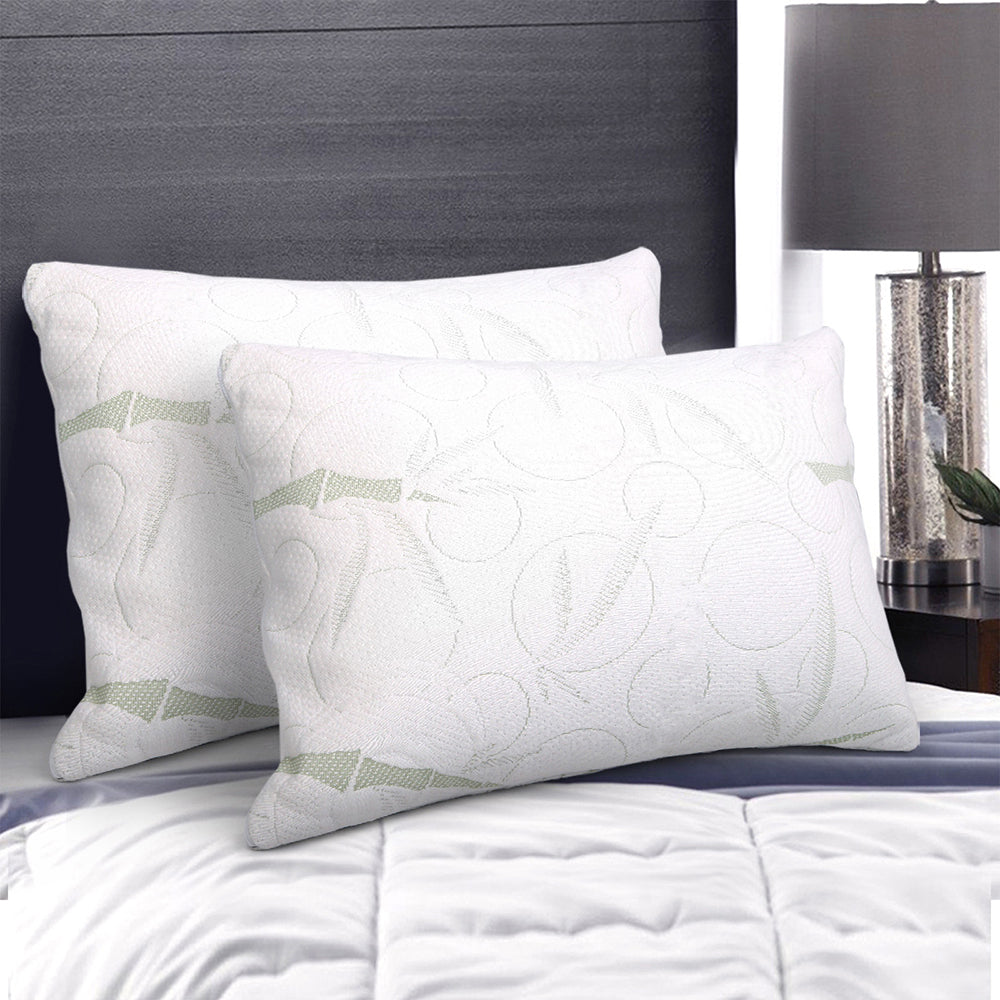 Giselle Bedding Bamboo Fabric Shredded Memory Foam Pillow Twin Pack 70x40 cm - SuperSaverAU - view 1