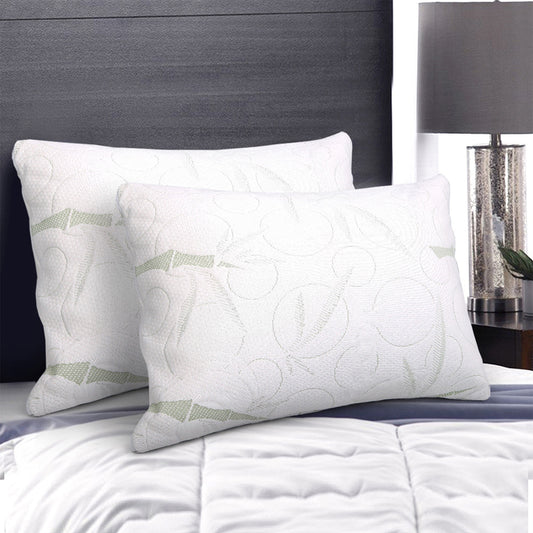 Giselle Bedding Bamboo Fabric Shredded Memory Foam Pillow Twin Pack 70x40 cm