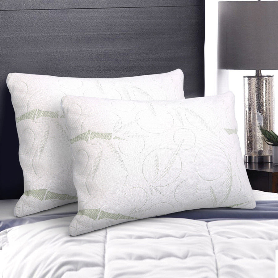 Giselle Bedding Bamboo Fabric Shredded Memory Foam Pillow Twin Pack 70x40 cm - SuperSaverAU - view 1