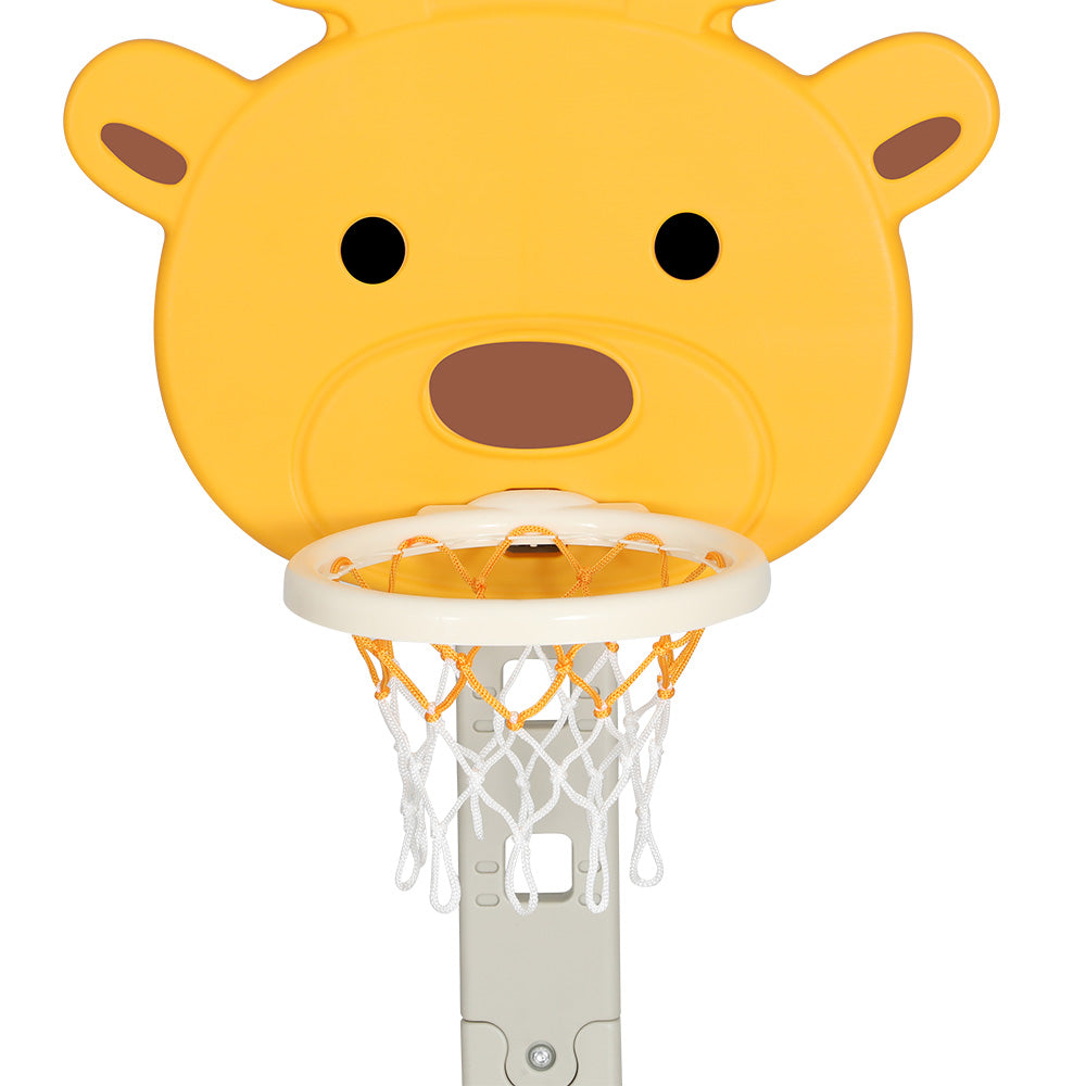 Keezi Kids Basketball Hoop Stand Adjustable 5-in-1 Sports Center Toys Set Yellow - SuperSaverAU - view 3
