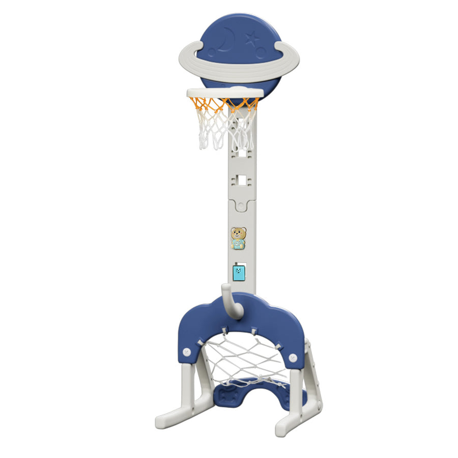 Keezi Kids Basketball Hoop Stand Adjustable 6-in-1 Sports Center Toys Set Blue - SuperSaverAU - view 1