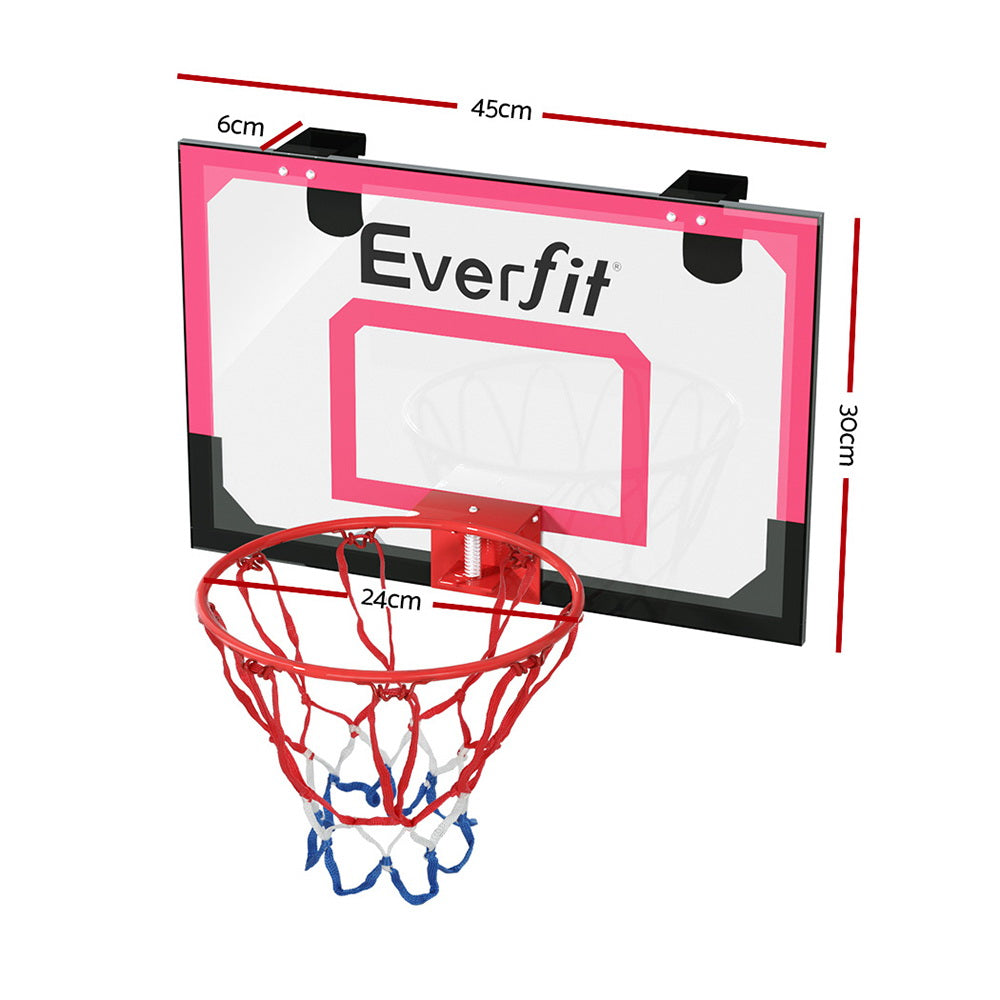 Everfit Mini Basketball Hoop with Shatterproof Backboard, Ball & Pump - Red, 23 Inch
