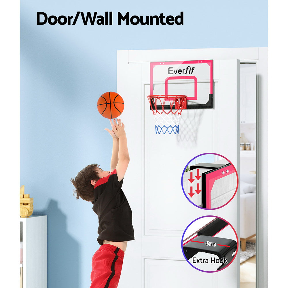 Everfit Mini Basketball Hoop with Shatterproof Backboard, Ball & Pump - Red, 23 Inch