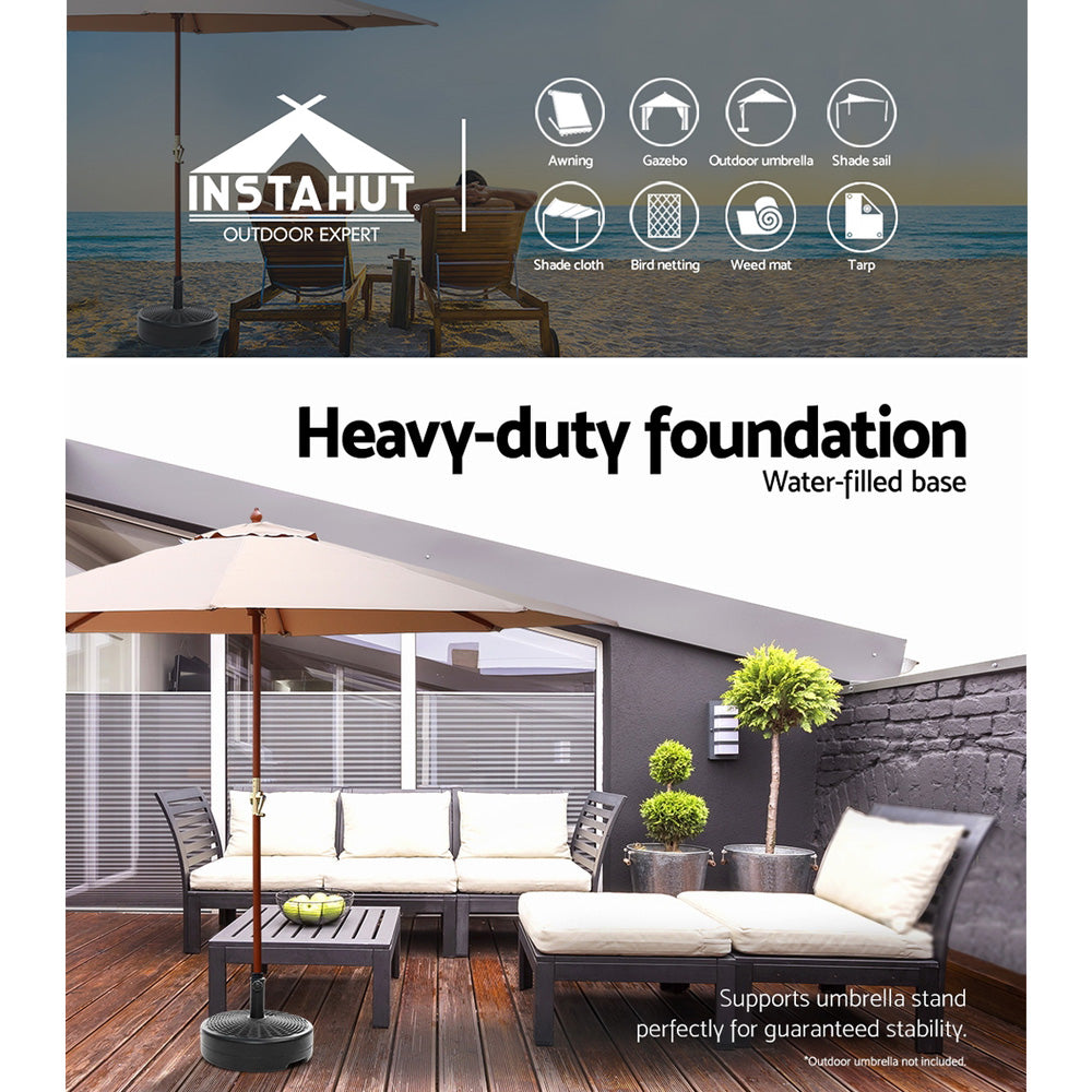 Instahut 51cm Outdoor Umbrella Base Round Stand, 23kg Water-Filled Stability