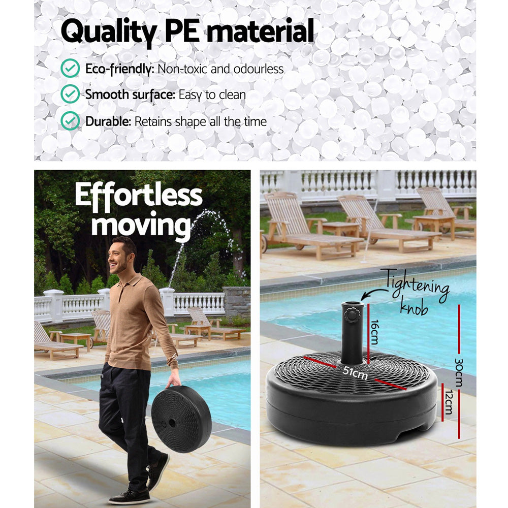 Instahut 51cm Outdoor Umbrella Base Round Stand, 23kg Water-Filled Stability - SuperSaverAU - view 5