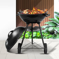 Grillz Portable BBQ Smoker, 44cm x 44cm, Chrome-Coated Steel, Portable with Wheels - SuperSaverAU - view 1