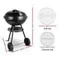 Grillz Portable BBQ Smoker, 44cm x 44cm, Chrome-Coated Steel, Portable with Wheels - SuperSaverAU - view 2