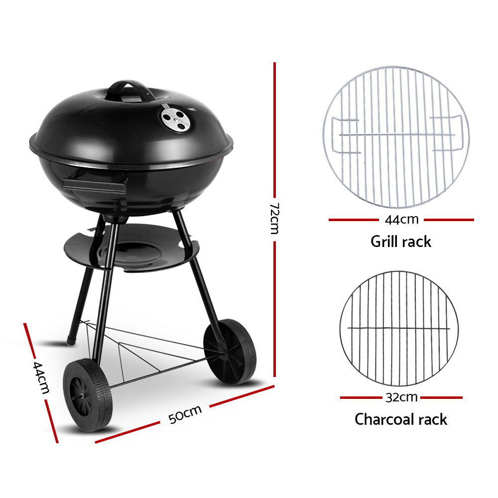 Grillz Portable BBQ Smoker, 44cm x 44cm, Chrome-Coated Steel, Portable with Wheels - SuperSaverAU - view 2