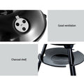 Grillz Portable BBQ Smoker, 44cm x 44cm, Chrome-Coated Steel, Portable with Wheels - SuperSaverAU - view 6