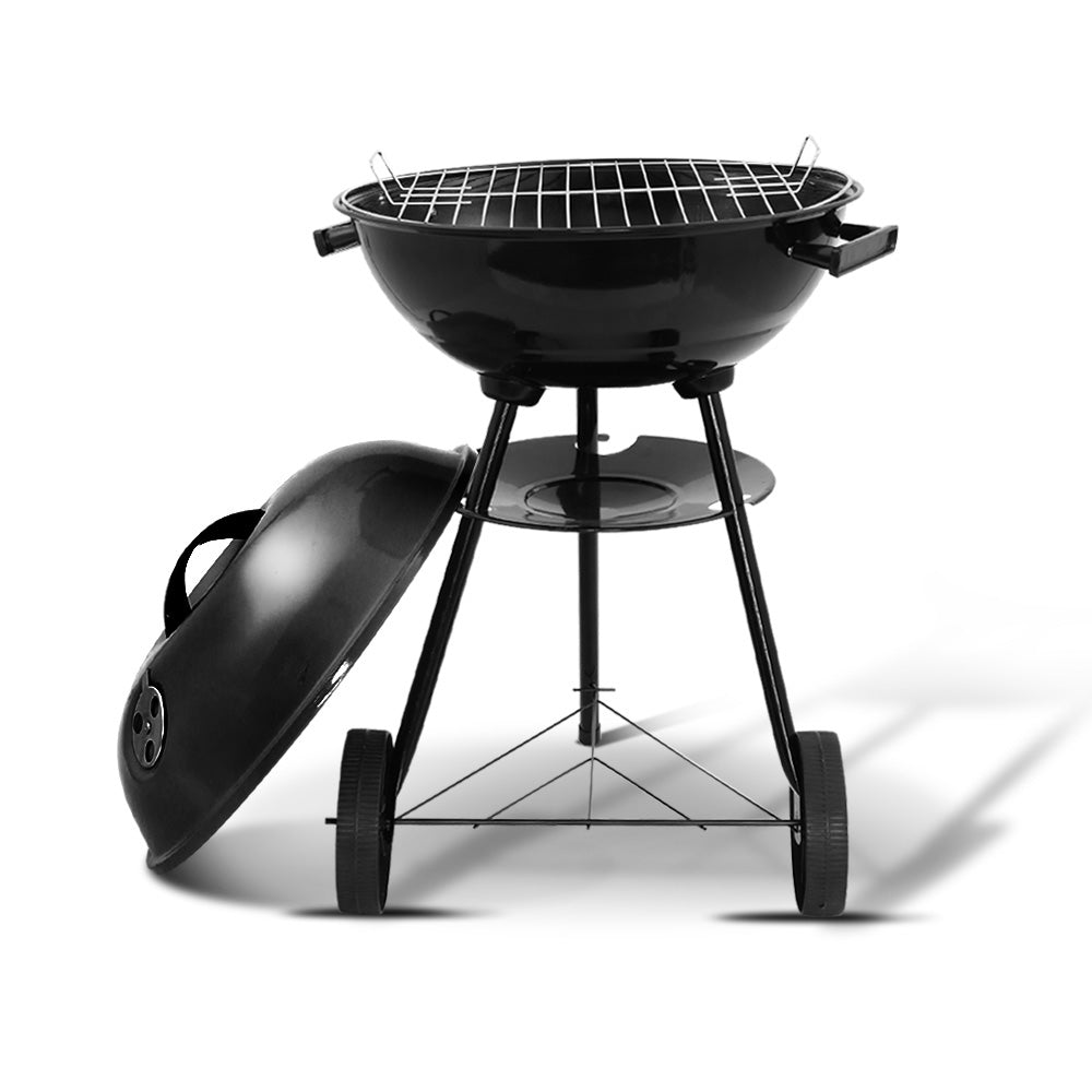 Grillz Portable BBQ Smoker, 44cm x 44cm, Chrome-Coated Steel, Portable with Wheels