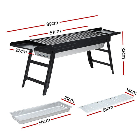 Grillz Foldable Charcoal BBQ Grill – Stainless Steel Rack
