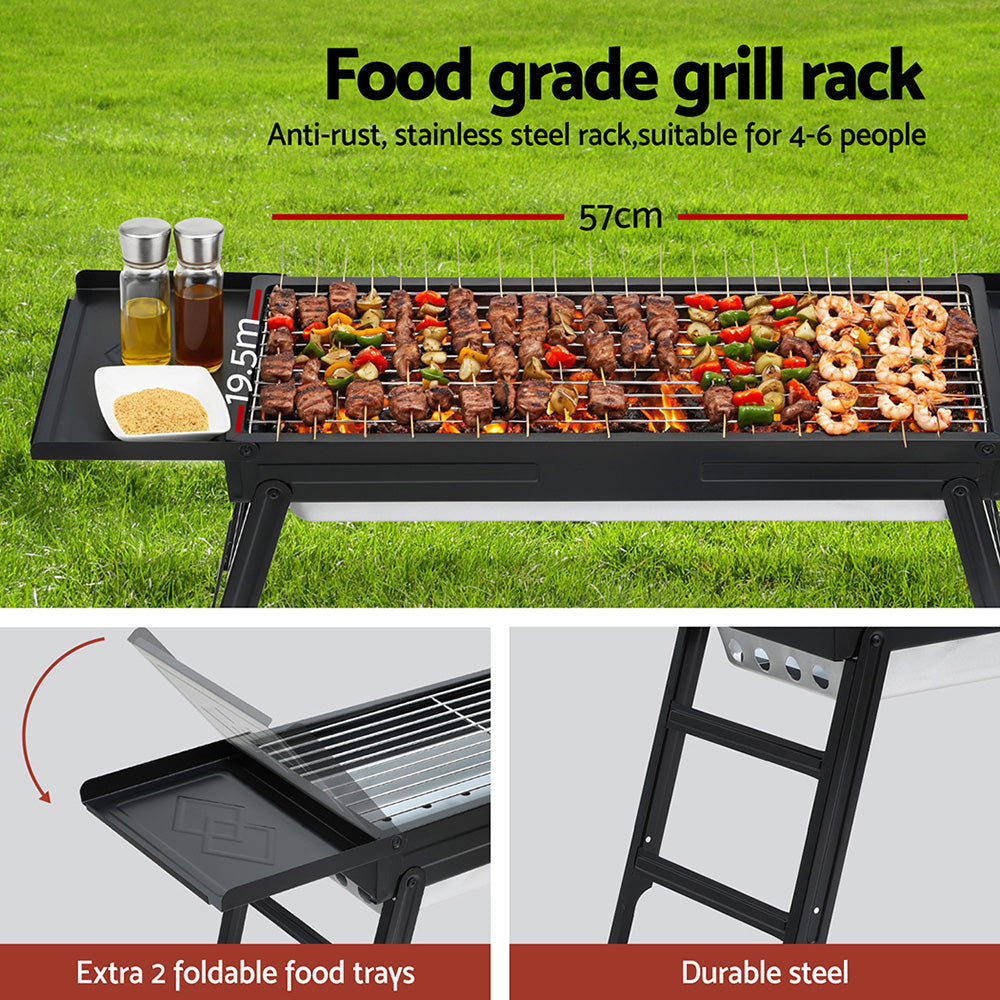 Grillz Foldable Charcoal BBQ Grill – Stainless Steel Rack