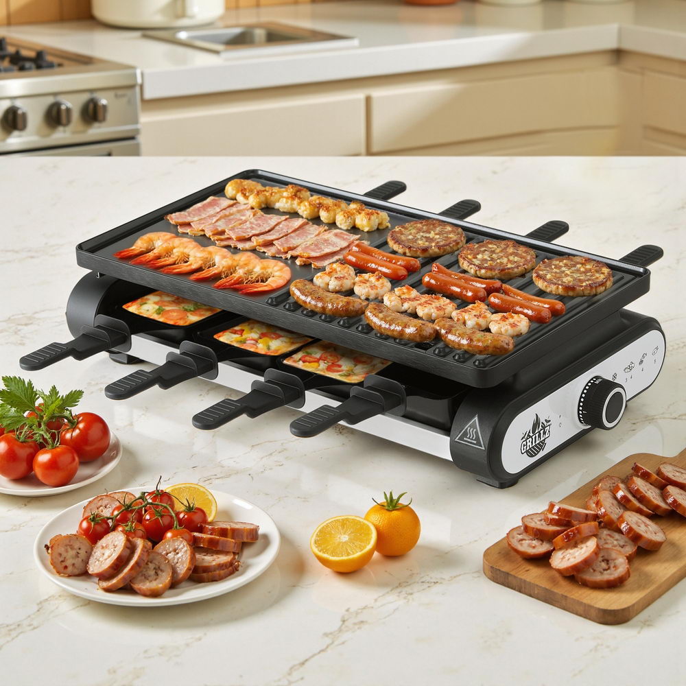Grillz 1400W Electric BBQ Grill with 7 Pans, Non-Stick, Smokeless, 44cm x 24cm - SuperSaverAU - view 7